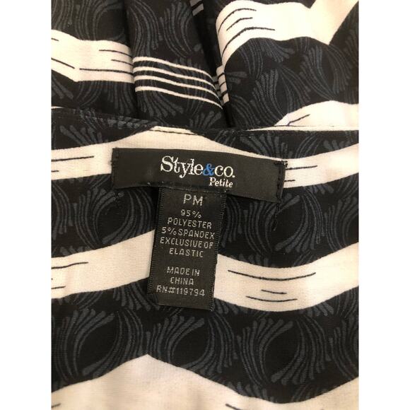 Style and Co Maxi Dress Womens PM Black White Sleeveless Striped Boho Print - Picture 7 of 9